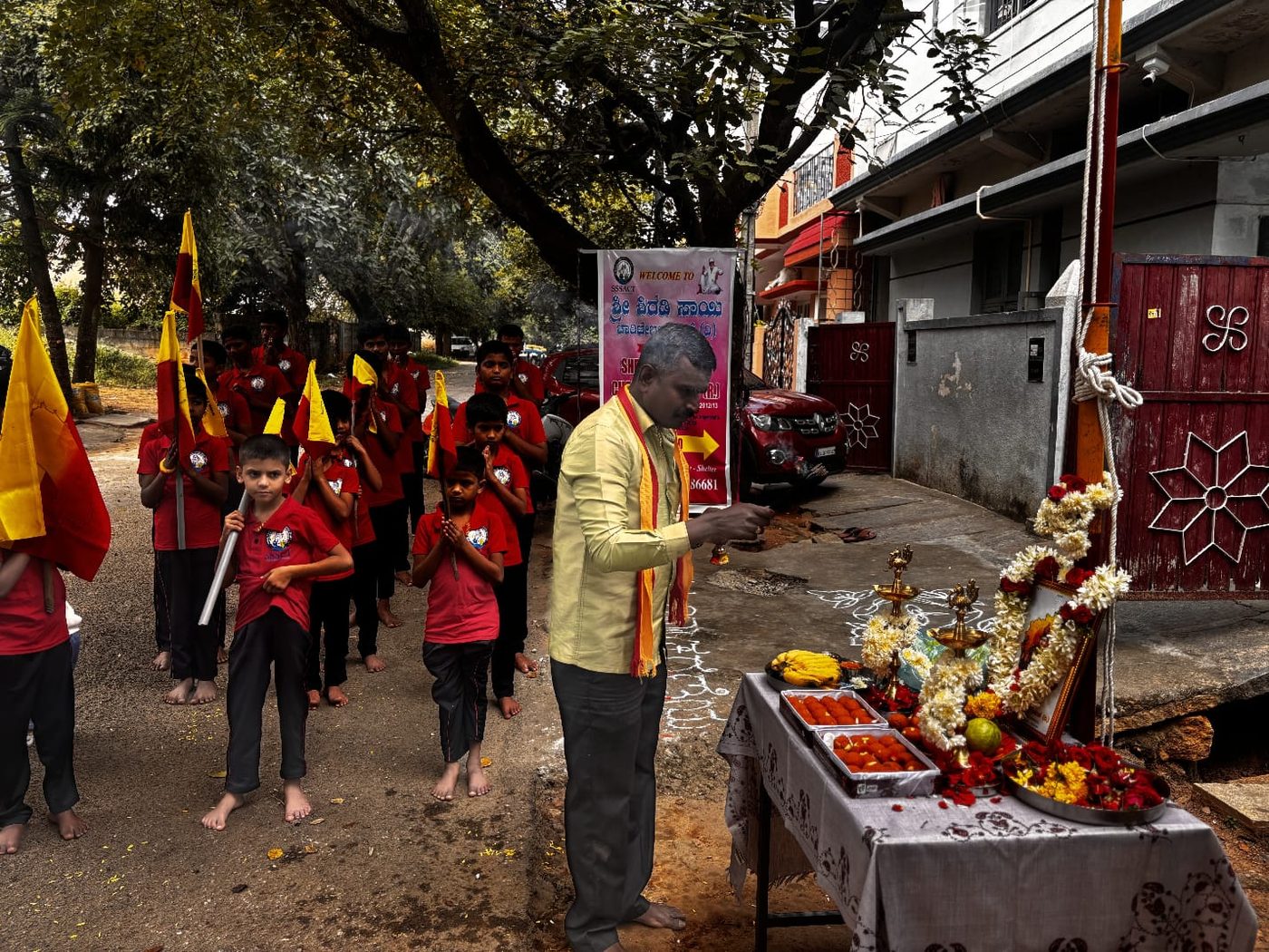 Puja setup at the celebration