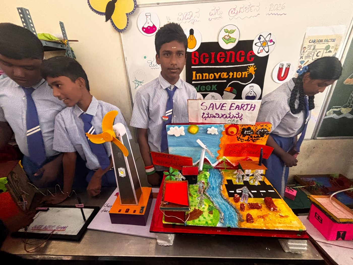 Student with a Republic Day science project